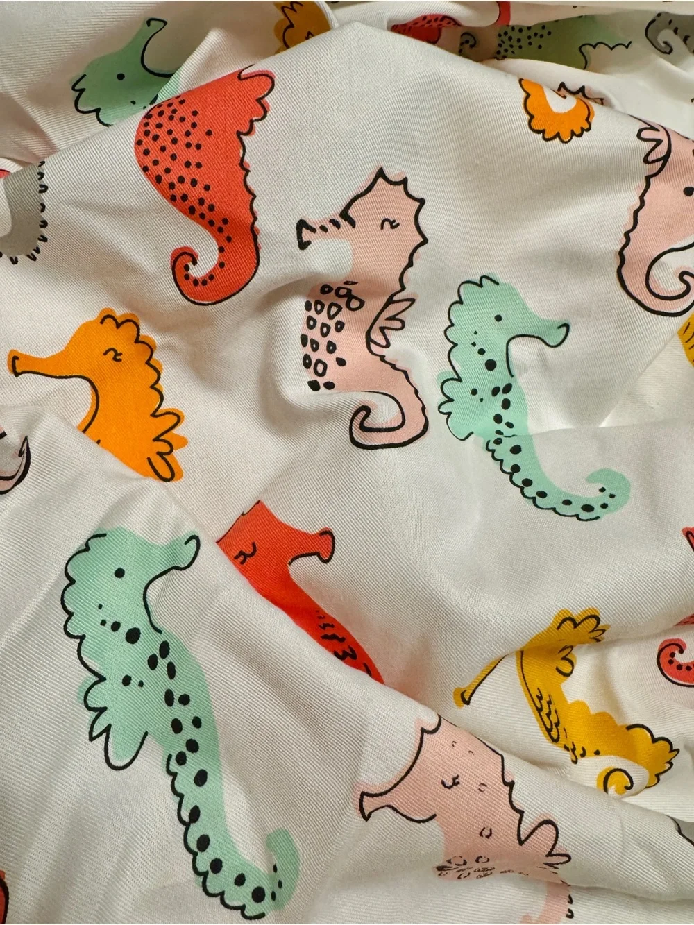 Target Pillowfort Shower Curtain Multi-Colored Seahorses with PomPoms